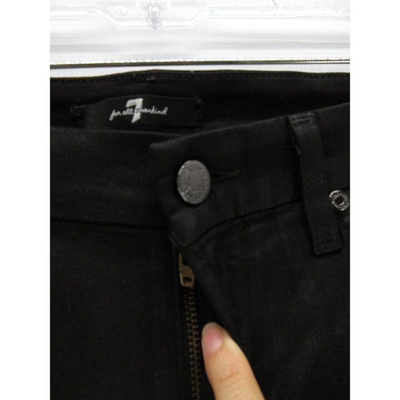 7 For All Mankind Jeans 26 Skinny Ripped Moto Distressed Dark USA - Picture 2 of 10